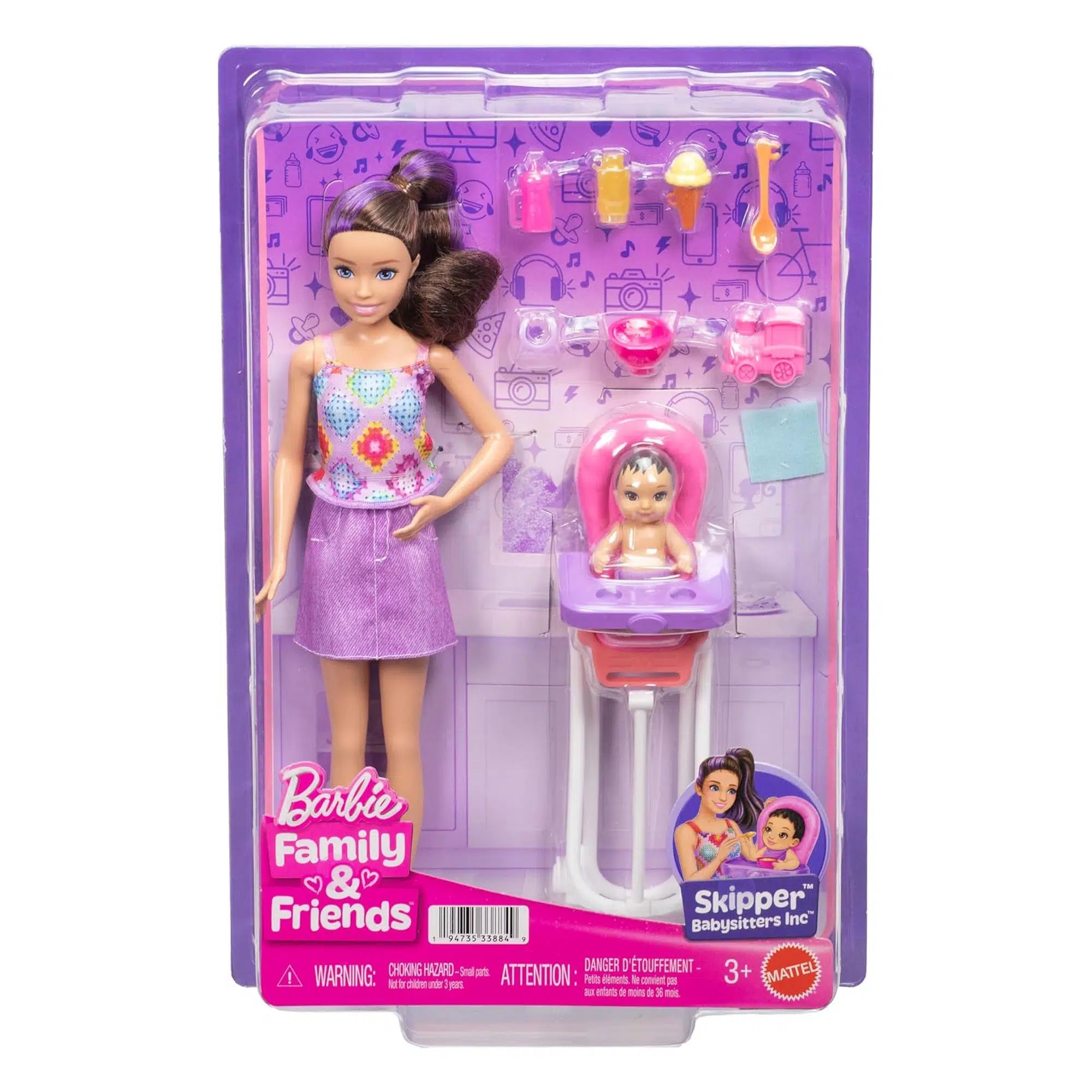 barbie-skipper-babysitters-inc-playset-brunette-doll-brunette-toddler-doll-high-chair-food-hakoo-box-en-caja-original