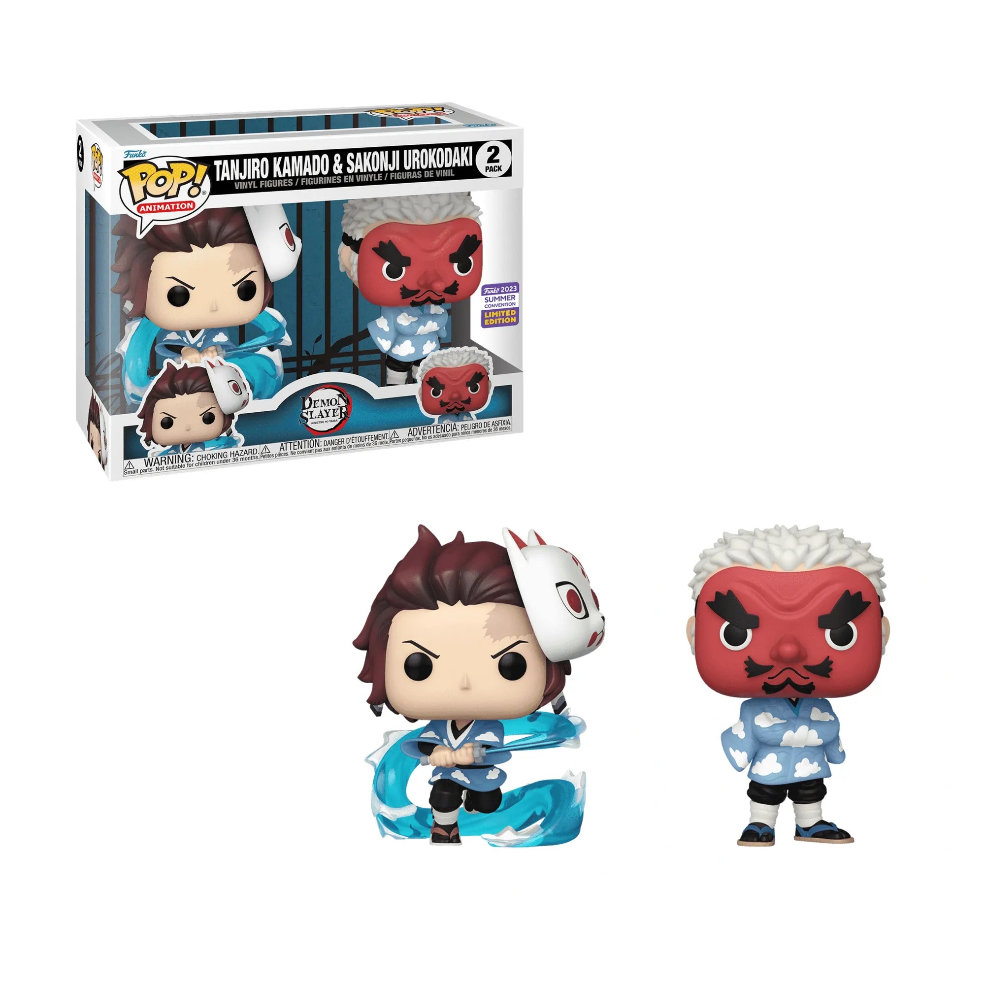 Funko Pop Demon Slayer Tanjiro Kamado y Sakonji Urokodaki 2-Pack Exclusivo con caja y figuras originales