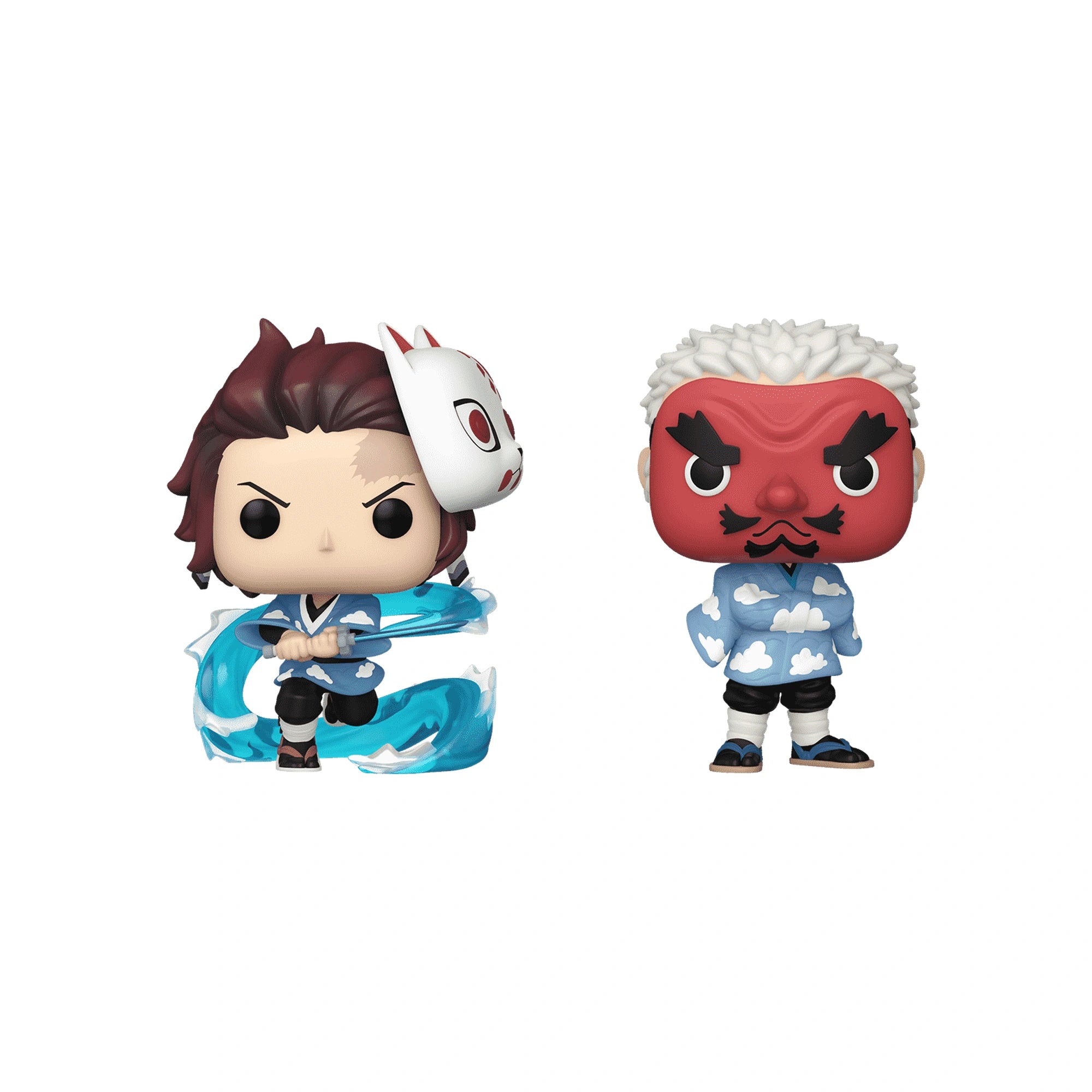 Funko Pop Demon Slayer Tanjiro Kamado y Sakonji Urokodaki 2-Pack Exclusivo fuera de caja