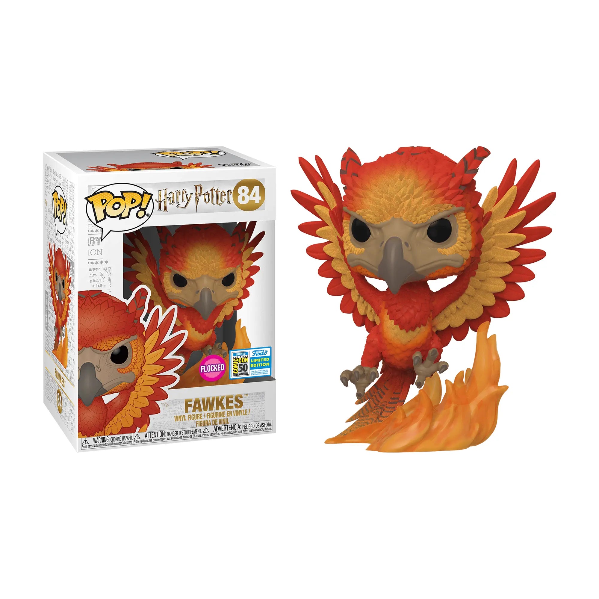 funko-pop-harry-potter-fawkes-84-flocked-2019-summer-convention-caja-y-figura-hakoo-box-2000.webp