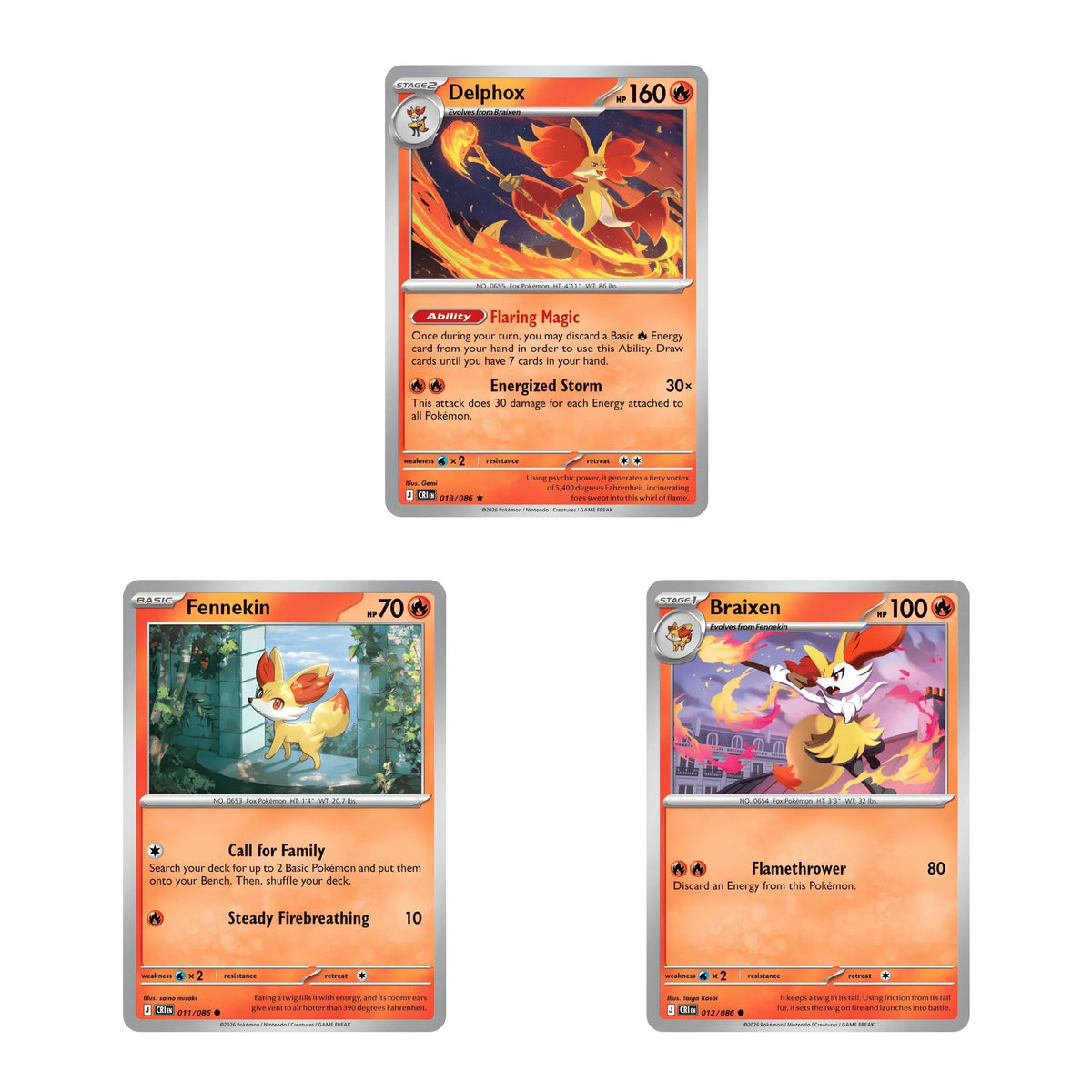 pokemon-tcg-evolucion-fennekin-011-086-braixen-012-086-delphox-013-086-chaos-rising-ingles-reverse-holo-hakoo-box-2000.webp