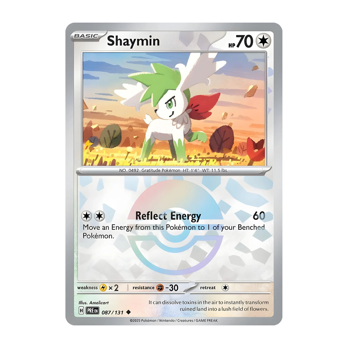 pokemon-tcg-shaymin-087-131-prismatic-evolutions-ingles-pokeball-holo-hakoo-box-carta-frente.webp