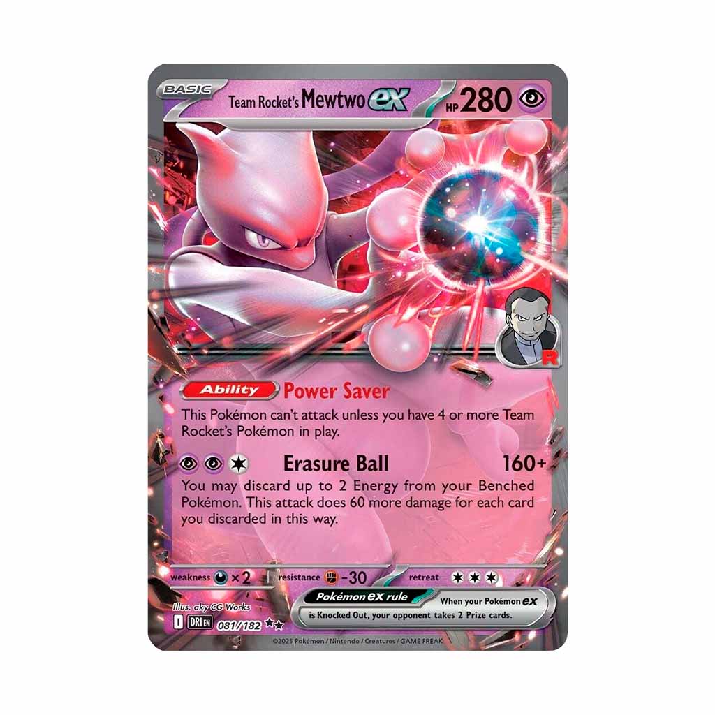 “Team Rocket’s Mewtwo ex 081/182 – detalle carta Pokémon TCG”